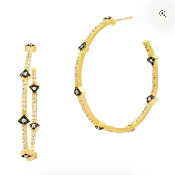 Freida Rothman Best Selling Pave Arrow Hoop Earrings, NWOT - Picture 1 of 9